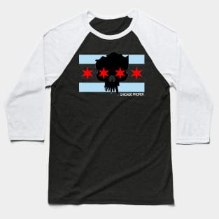 Chicago Proper Flag Skull Baseball T-Shirt